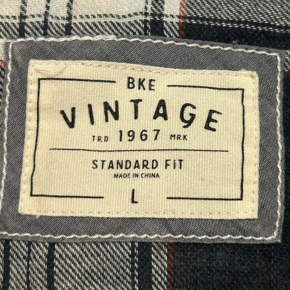 BKE Vintage 1967 Mens Plaid Western Shirt Long Sleeve Standard Fit Large